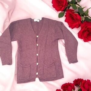 * Purple Cardigan Sweater with V-Neck button down v neckline